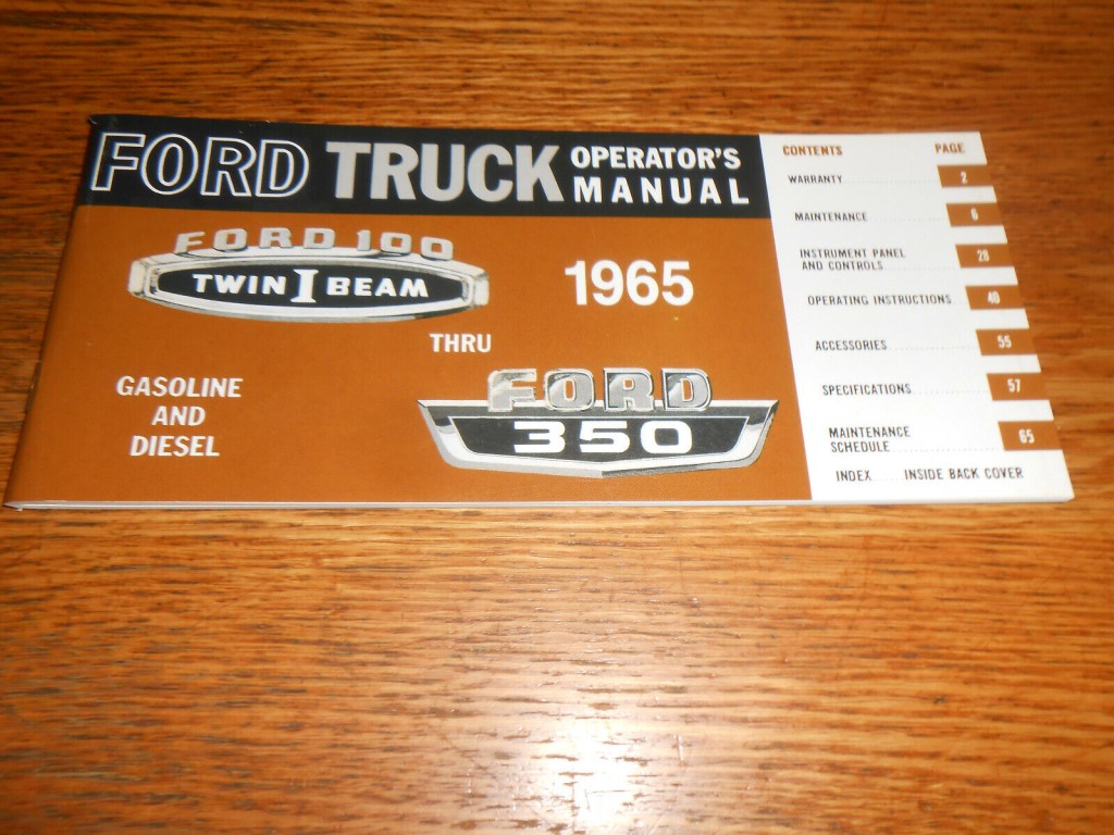 Picture of: FORD F- F- F- TRUCK OWNER OPERATOR’S MANUAL ‘ PICKUP PANEL  Etc.