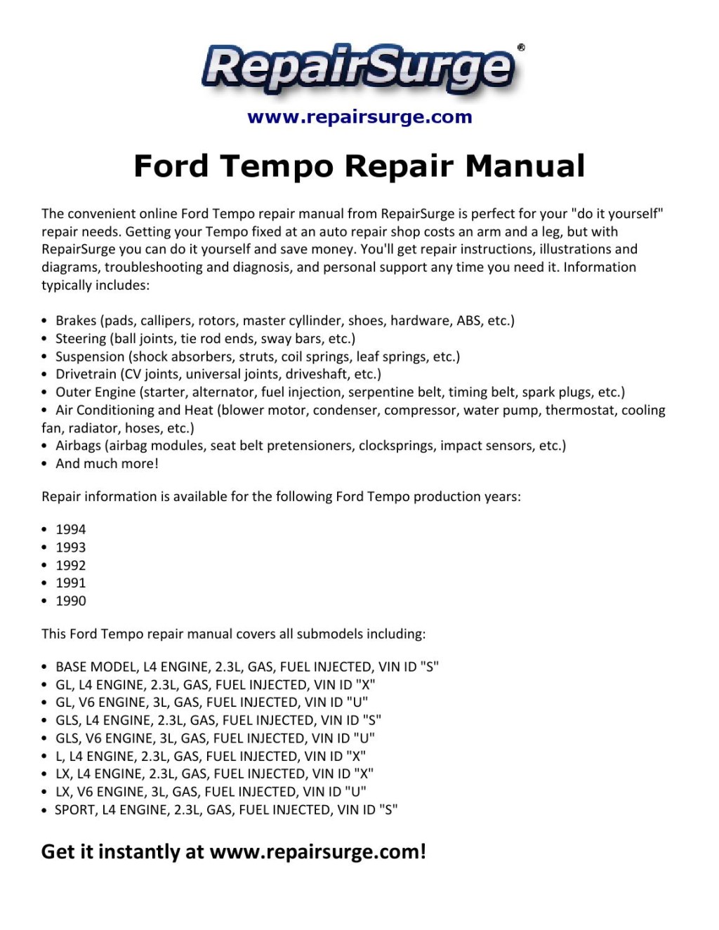 Picture of: Ford tempo repair manual   by macy thomas – Issuu